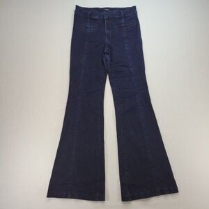 Express Jeans Womens 6 Blue 70s Flare Mid Rise Dark Wash Stretch Denim